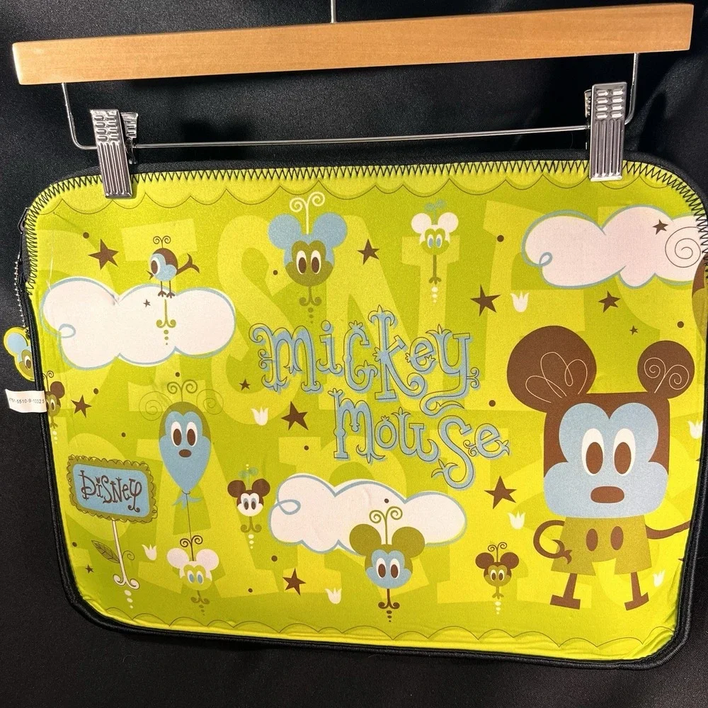 Disney Laptop Sleeve Unisex Medium Green Excellent Mickey Mouse Reversible Tech